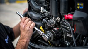 wrenching on a boat engin